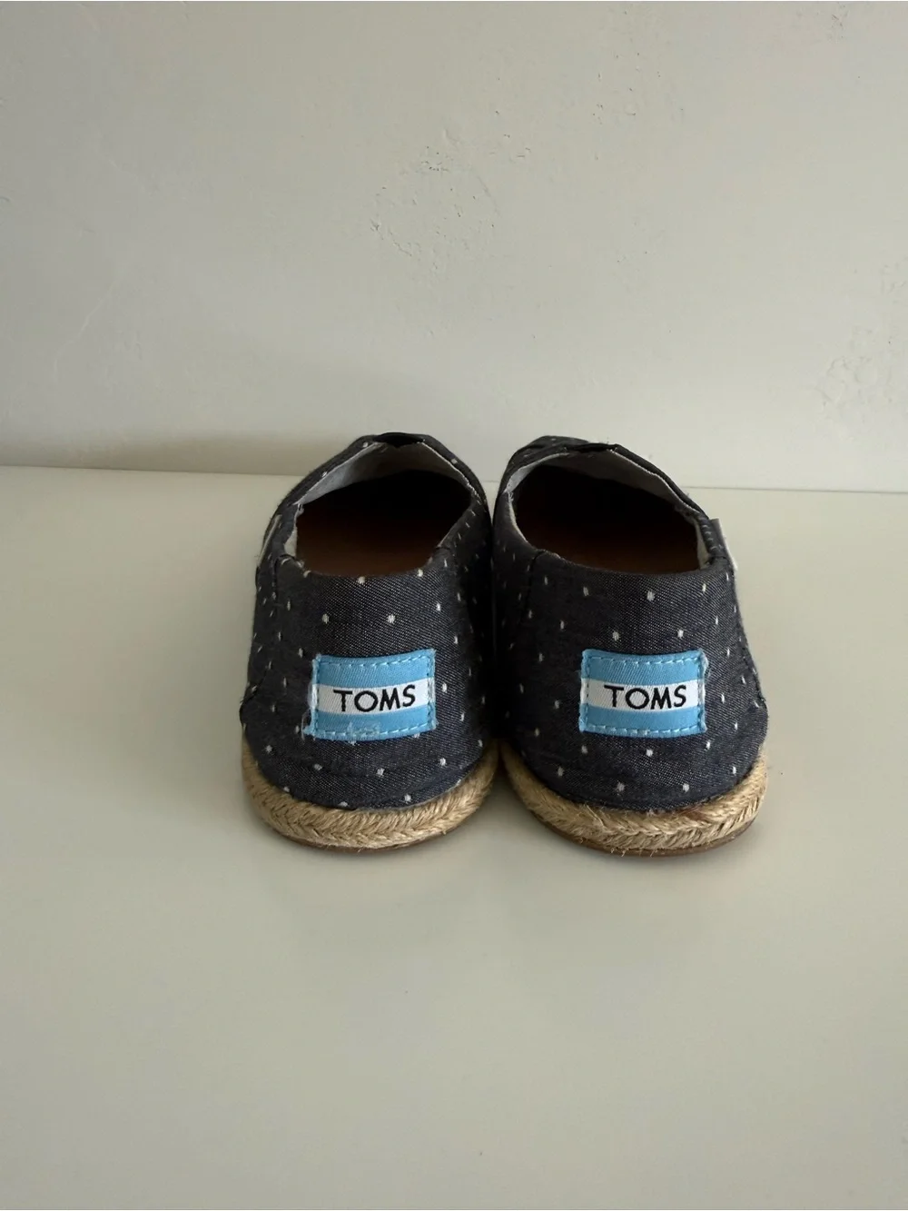TOMS Dark Blue Polka Dot Slip-On Espadrilles